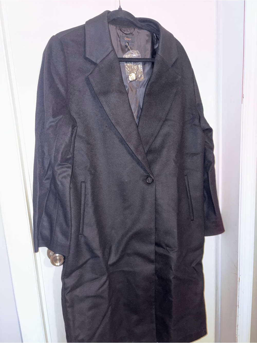Quince Black Italian Wool Classic Single-Breasted Coat